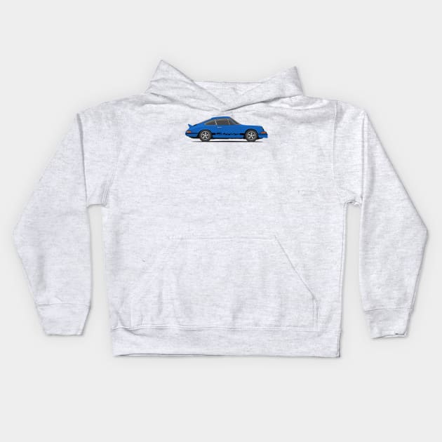 supercar 911 carrera rs turbo 1972 side blue Kids Hoodie by creative.z
